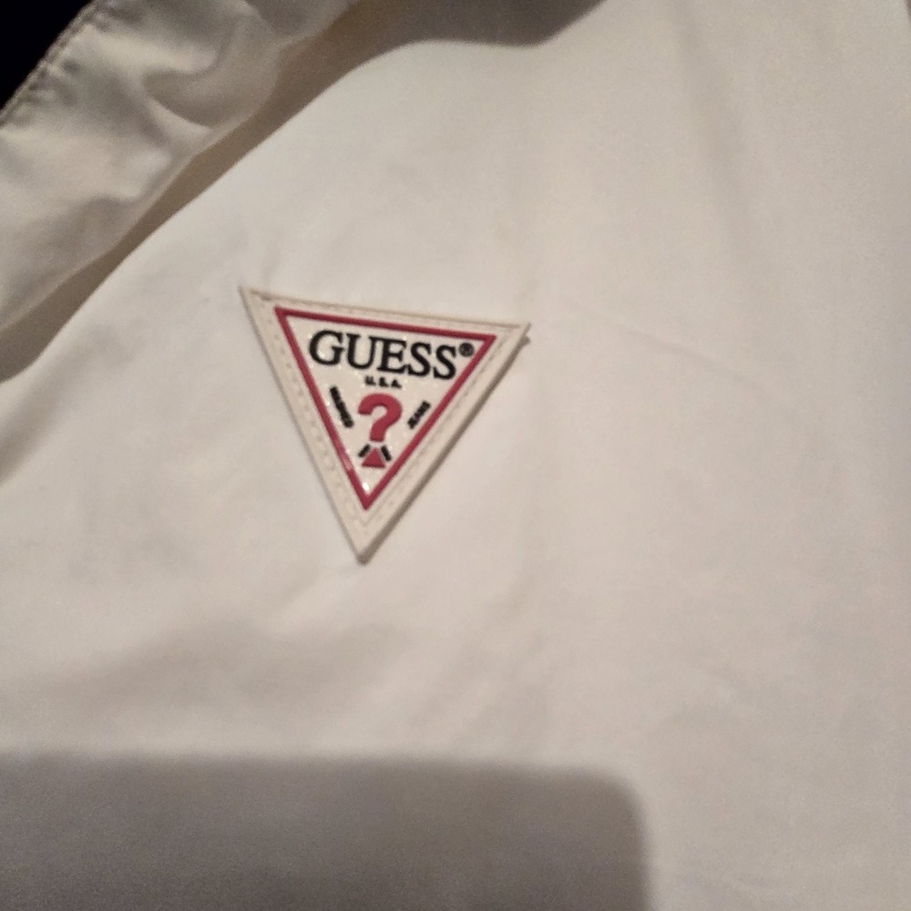 Guess Mens Windbreaker XLG White Logos Streetwear Skater Retro 90s Y2K Grunge - Picture 5 of 14